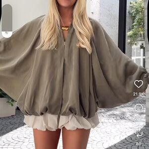 Viral Zara Lightweight Green Bomber jacket Top